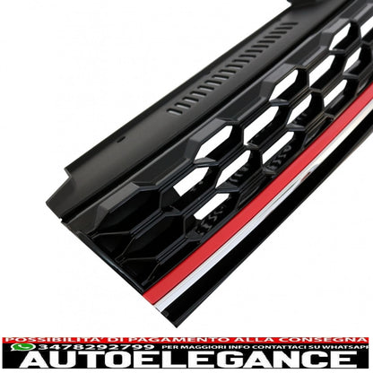 central grille without badge suitable for vw golf 7.5 vii facelift (2017-up) gti design red and chrome
