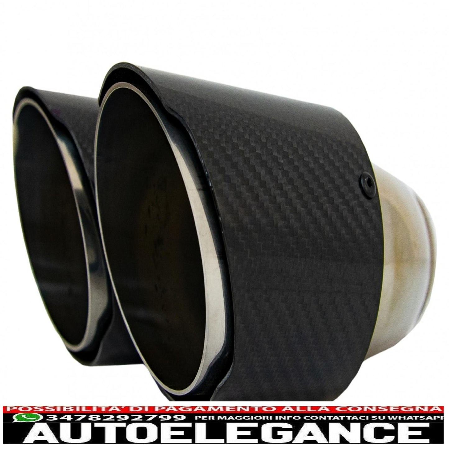 Terminali di scarico in fibra di carbonio effetto lucido, ingresso 6,3 cm