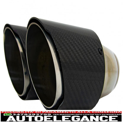 Terminali di scarico in fibra di carbonio effetto lucido, ingresso 6,3 cm