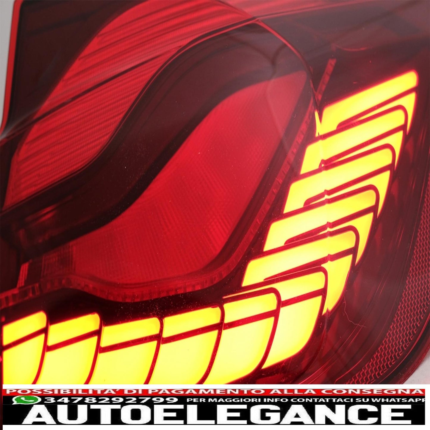 conversione dei fanali posteriori oled al design m4 adatti per bmw serie 3 f30 pre lci e lci (2011-2019) f35 f80 rosso trasparente con luce di svolta sequenziale dinamica AUTOELEGANCERICAMBI