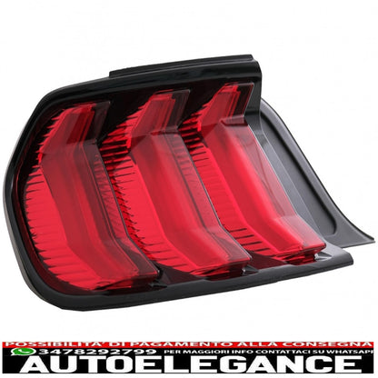 Full LED rear lights suitable for Ford Mustang VI S550 (2015-2019) red with dynamic sequential cornering lights