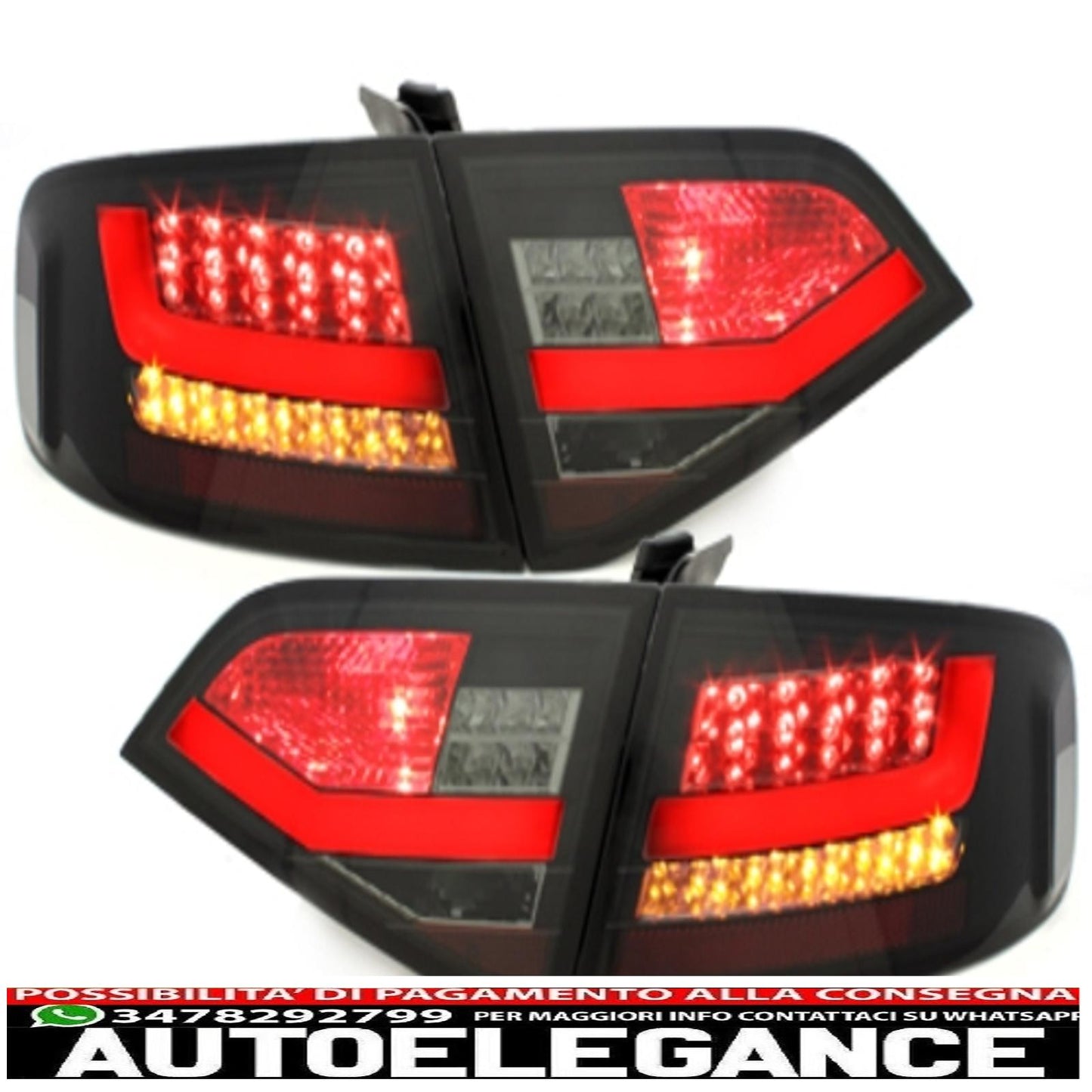 led rear lights suitable for audi a4 b8 8k sedan 2007-2010 black/smoke