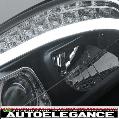 led headlights suitable for mercedes c class w204 s204 (2007-2010) black with dynamic sequential direction indicators 