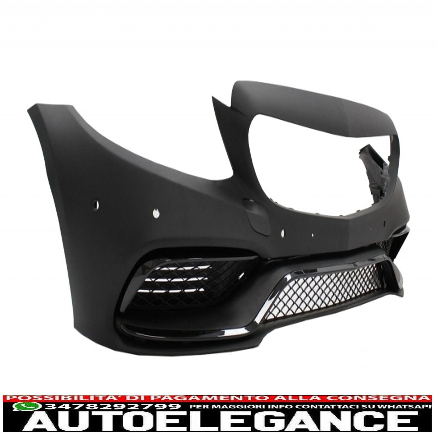 Paraurti anteriore completo con diffusore e terminali neri adatto per mercedes classe c w205 s205 (2014-2020) solo per amg sport line