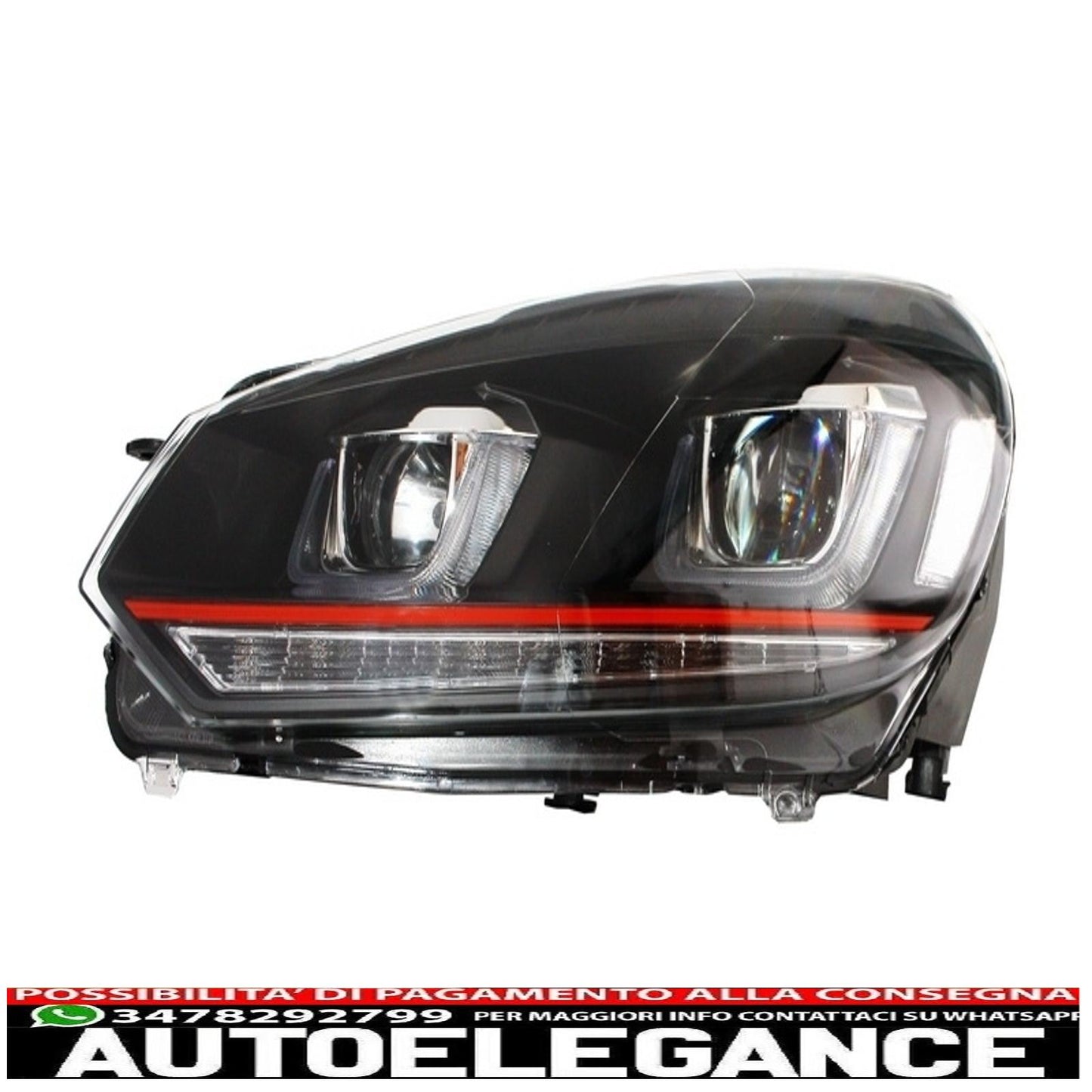 right hand drive headlights suitable for vw golf 6 vi (2008-2013) golf 7 3d led drl u-design led flowing light turning red stripe 