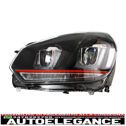 right hand drive headlights suitable for vw golf 6 vi (2008-2013) golf 7 3d led drl u-design led flowing light turning red stripe 
