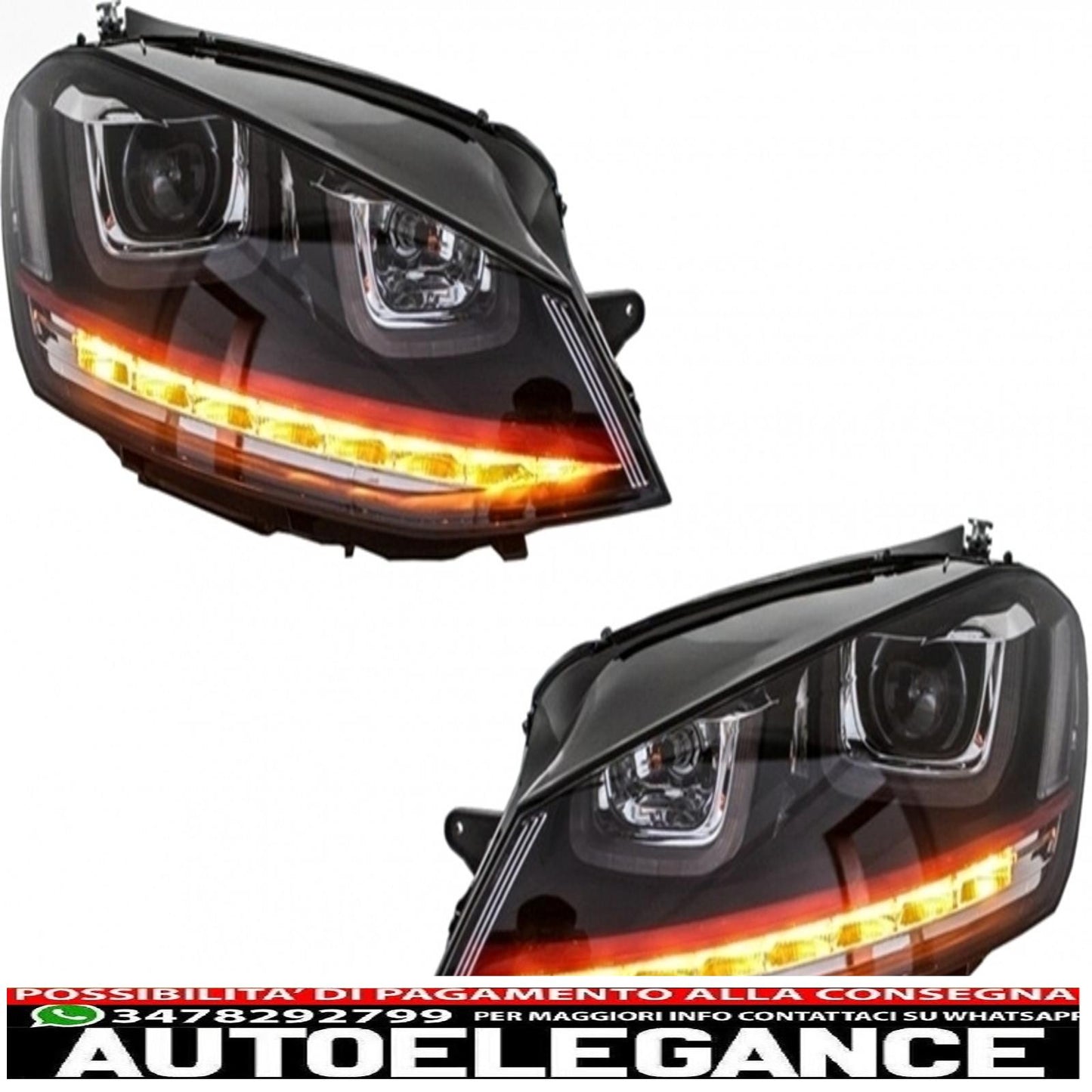 paraurti anteriore adatto per vw golf vii golf 7 (2013-2017) gti look con fari 3d led dlr luce rossa scorrevole