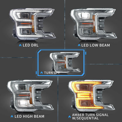 Fari e fanali posteriori Full LED per Ford F150 2018-2020 (non adatti a un rapace)