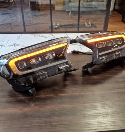 FARI ANTERIORI ADATTI PER FORD RANGER T6 2015-2020 FULL LED DINAMICI LOOK NERO