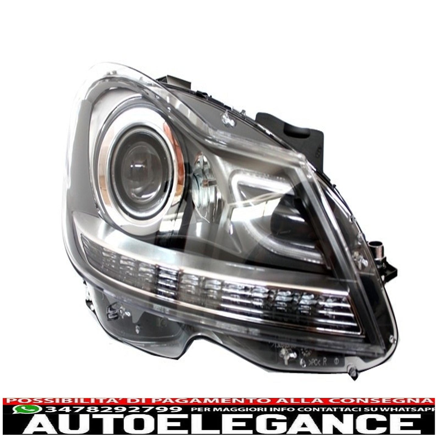 Led drl bi-xenon headlights suitable for mercedes c class w204 restyling (2011-2014)