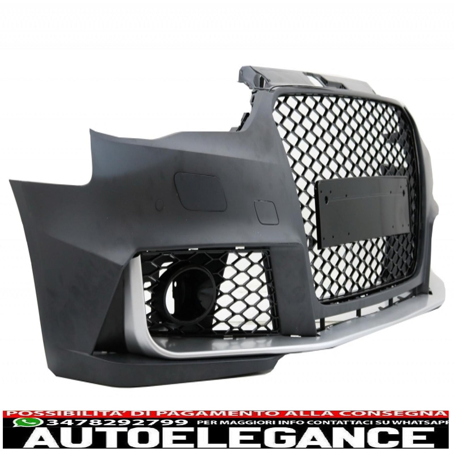 Paraurti anteriore adatto per audi a3 8v (2012-2015) con diffusore d'aria per paraurti posteriore e terminali di scarico design hatchback sportback rs3