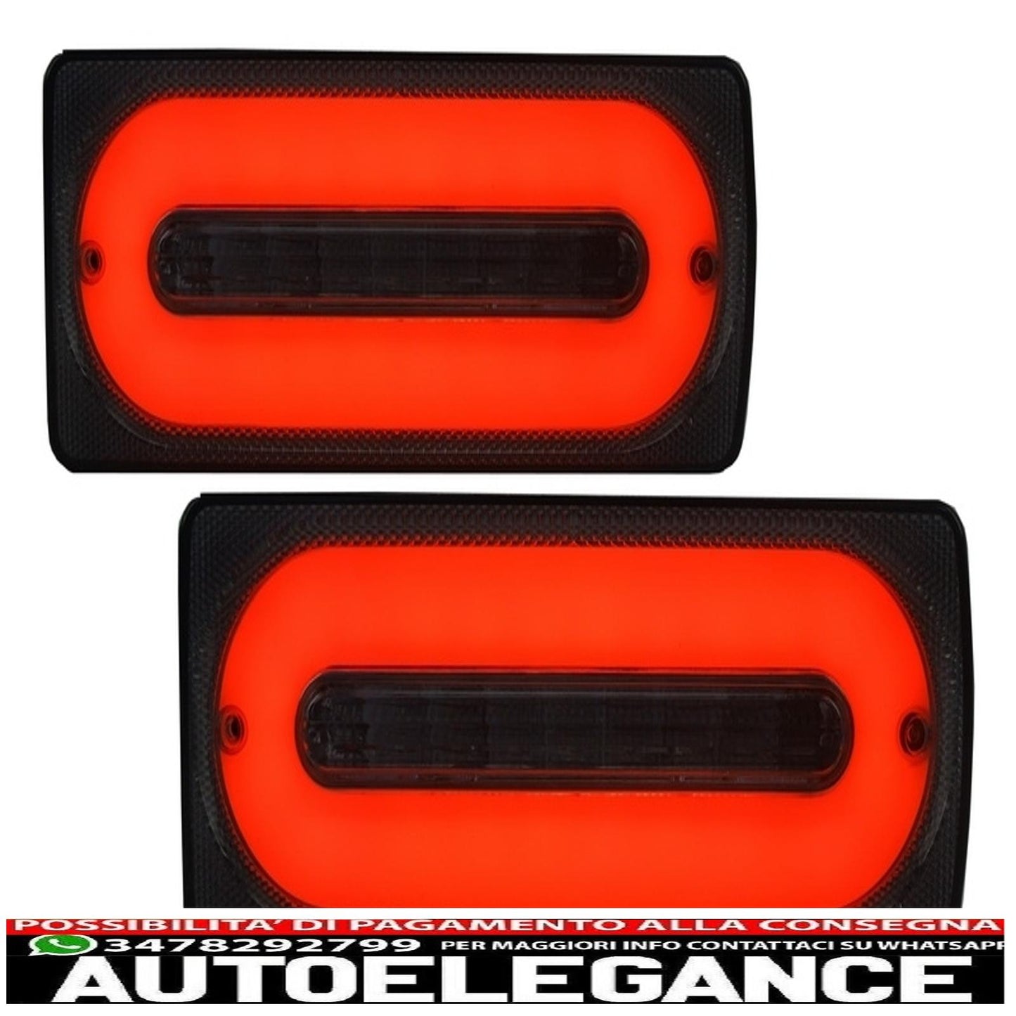 fanali posteriori a led barra luminosa fumé adatti per mercedes classe g w463 (1989-2015) con modanature portiere in carbonio
