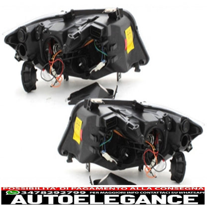angel eye led headlights suitable for bmw 3 series e90 sedan e91 touring (03.2005-08.2008) 2 black halo rims 