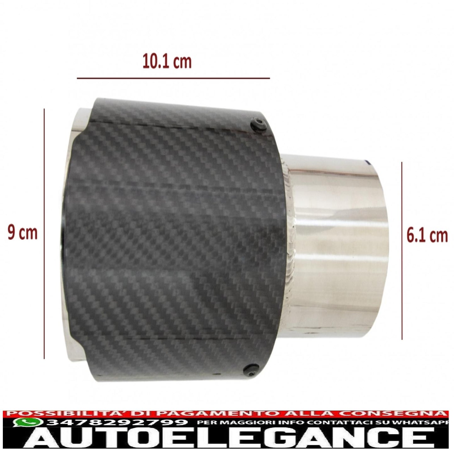 Carbon Fiber Exhaust Tips Gloss Look 6.1cm Inlet 