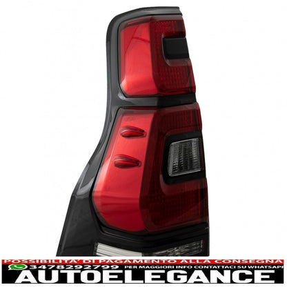 led tail lights suitable for toyota land cruiser fj150 prado (2010-2018) red transparent light bar design (2018+)