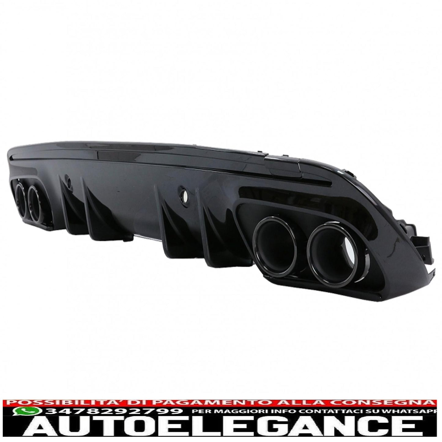 diffusore paraurti posteriore con terminali di scarico adatti per mercedes classe c w205 (2014-2020) e spoiler bagagliaio nero pianoforte