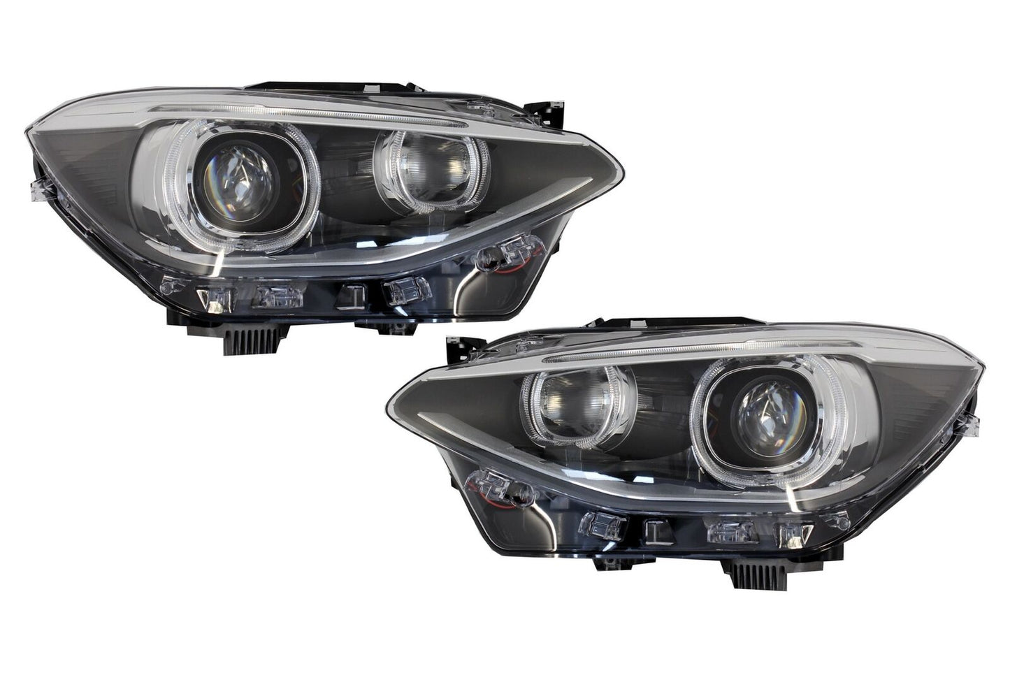 LED DRL Angel Eye Headlights for BMW 1 Series F20 F21 2011-2014 Black Light