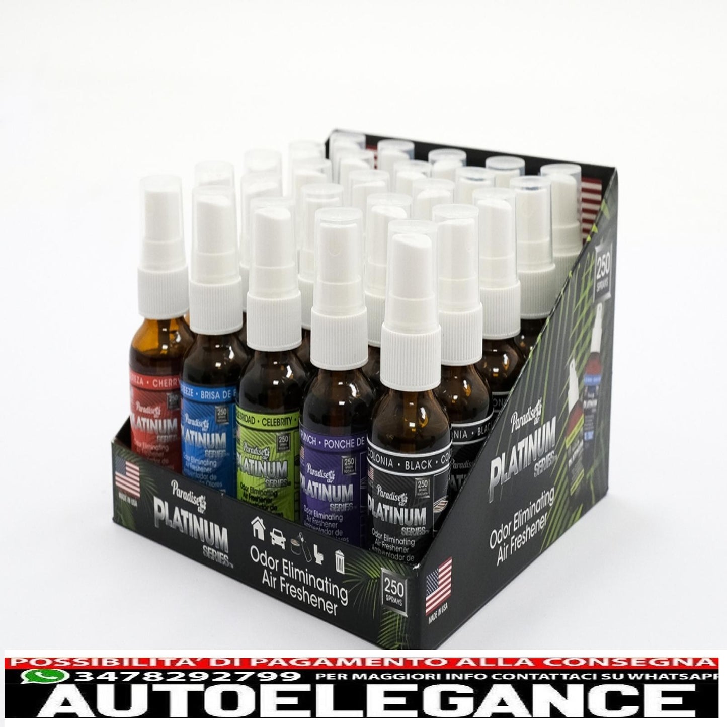 paradise fresh air spray deodorante per ambienti serie platino elimina odori 25 unità assortite