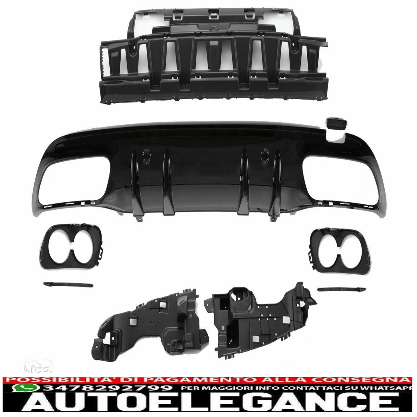 diffusore + paraurti scarico (nero) c43 amg ottica adatto per mercedes w205 s205-mostra il titolo originaletesto originalediffusor + auspuffblenden (schwarz) c43 amg optik passt für mercedes w205 s205