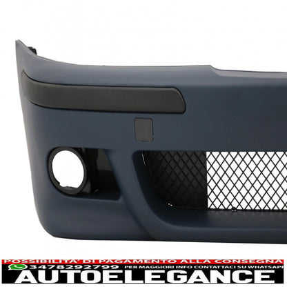 Paraurti anteriore con griglie centrali nero opaco e fendinebbia lente fumé adatto per bmw serie 5 e39 1995-2003 design m5