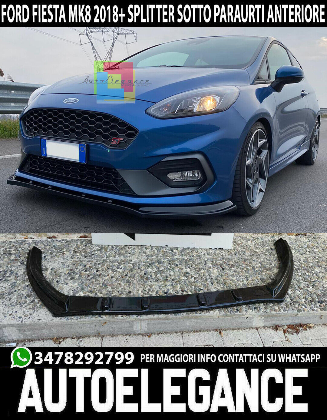 ABS FRONT BUMPER UNDER SPLITTER SUITABLE FOR FORD FIESTA MK8 ST BUMPER