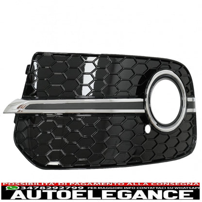 Copri fendinebbia griglie laterali adatto per audi q5 suv 8r facelift (2012-2016) rs design nero e cromato AUTOELEGANCERICAMBI