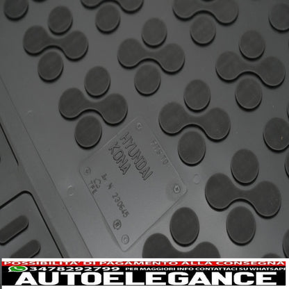 Black Rubber Trunk Mat Suitable for Hyundai Kona with Subwoofer (2017-up)