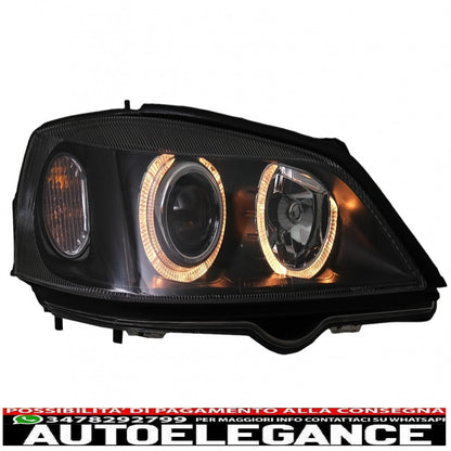 black angel eye headlights with front grille without badge for opel vauxhall astra g (1998-2004) left or right hand drive 