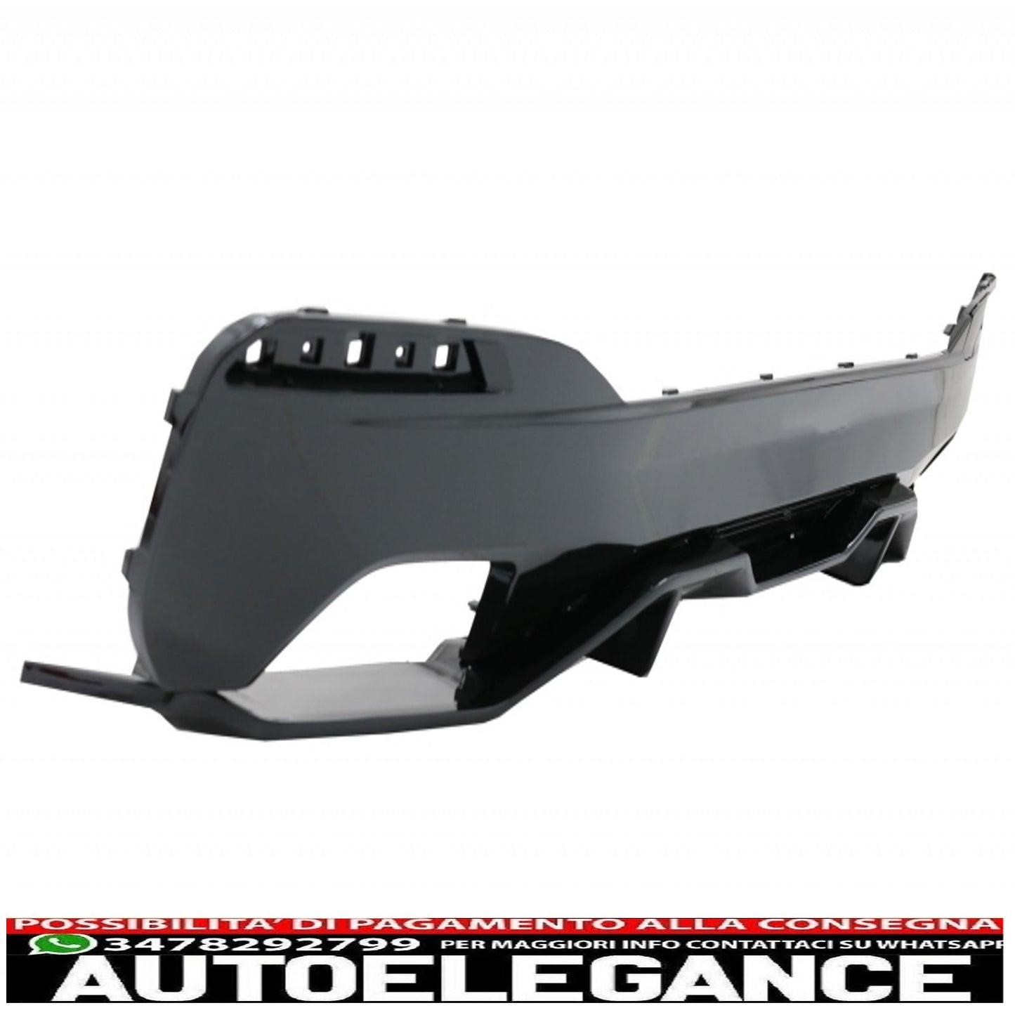 Diffusore per paraurti posteriore adatto per BMW Serie 5 G30 G31 Limousine Touring (2017 in poi) con terminali di scarico m Performance Design Nero Piano