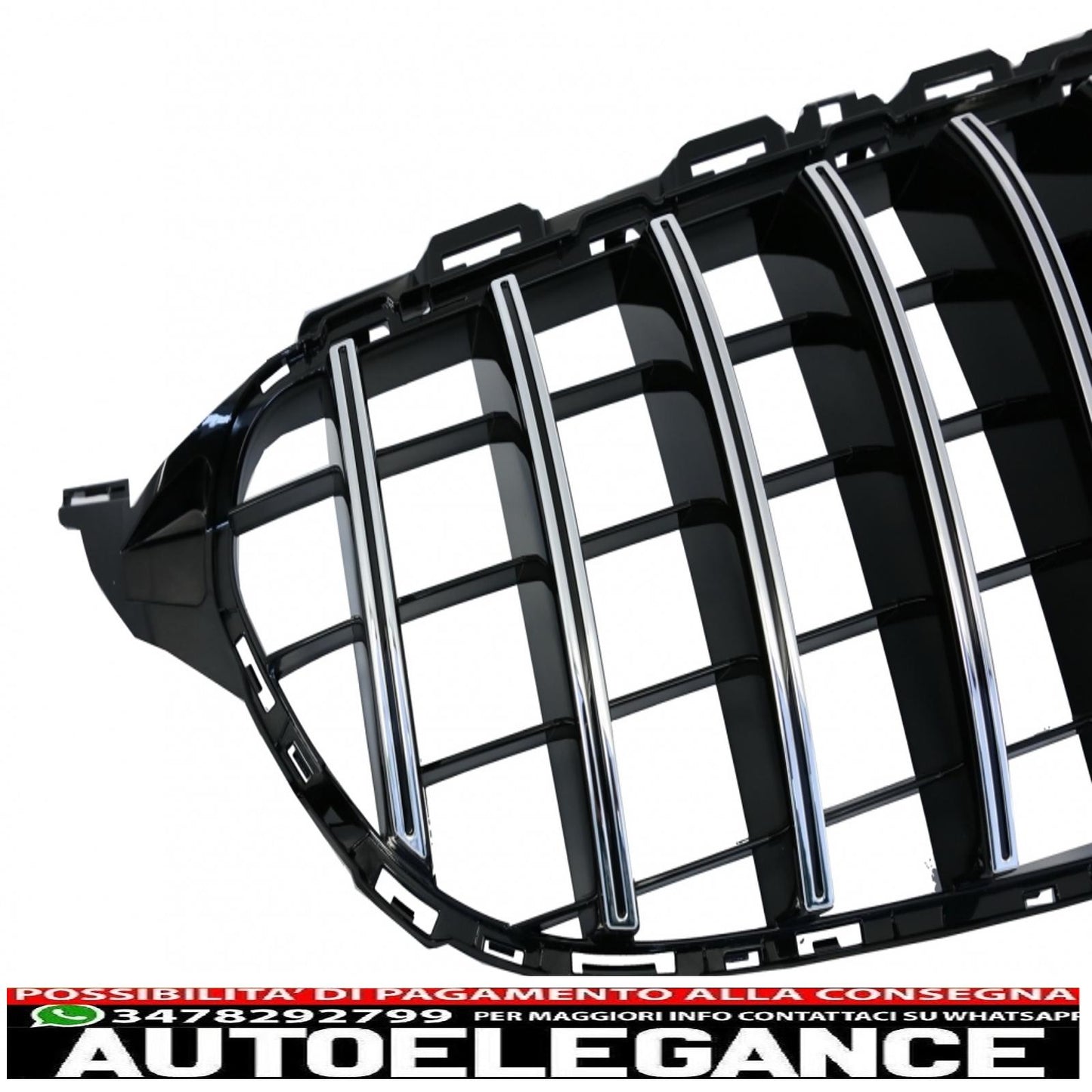 front grille suitable for mercedes c class w205 s205 c205 a205 (2014-2018) gt-r design panamericana chrome without camera 