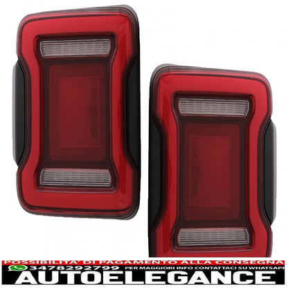 fanali posteriori full led adatti per jeep wrangler iv jl/jlu (2018-up) rossi con accensione dinamica e luci di svolta sequenziali