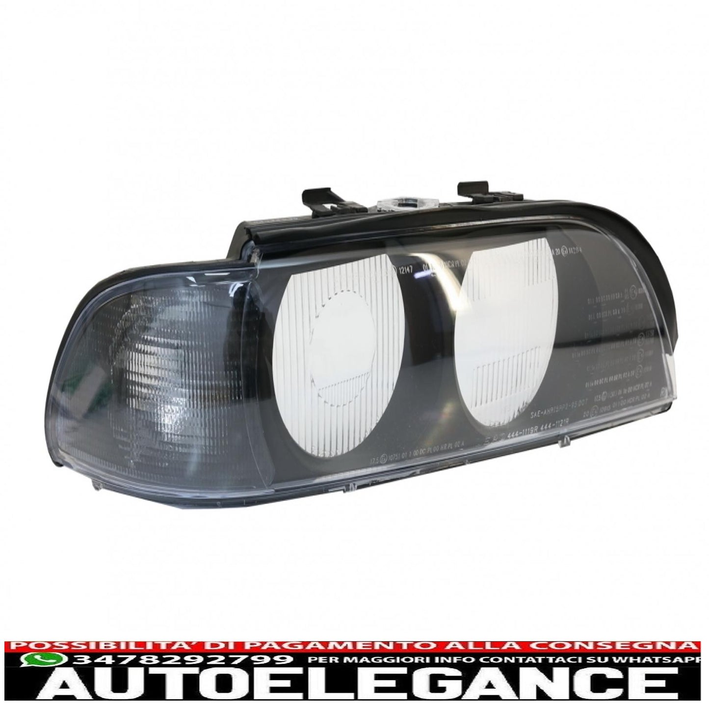 right side headlight lens smoke grey suitable for bmw 5 series e39 (1995-2000) 