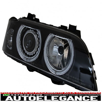 angel eye headlights suitable for bmw 5 series e39 sedan touring (1996-2003) black grey edition