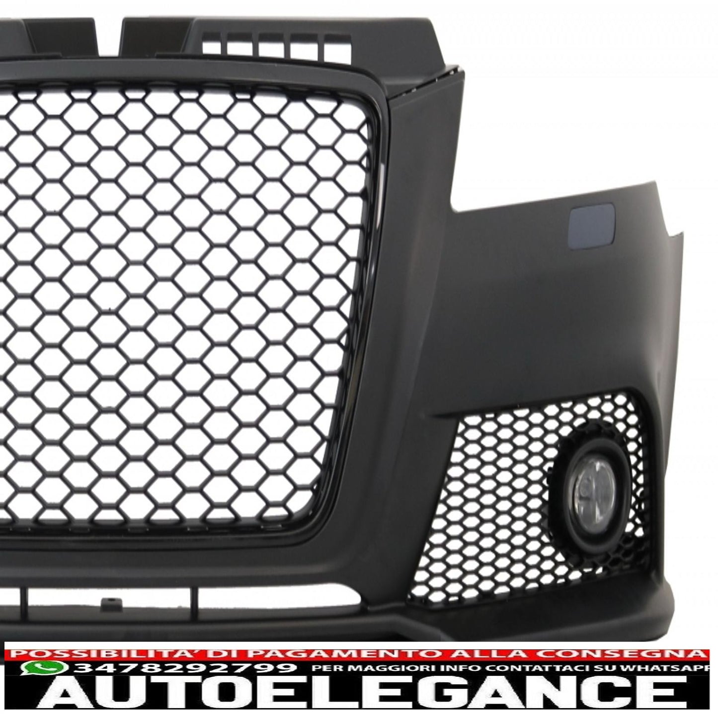 paraurti anteriore con fendinebbia adatto per audi a3 8p 8pa facelift rs3 design (2009-2012) e fari drl ottica neri