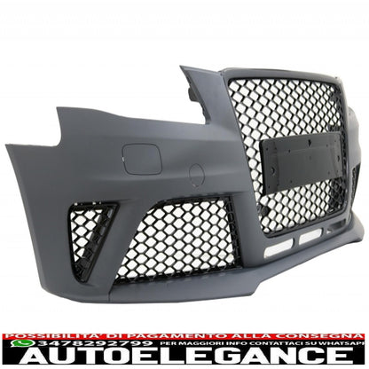 paraurti anteriore con diffusore a mantovana e terminali di scarico adatti per audi a4 b8 pre-facelift (2008-2011) design rs4