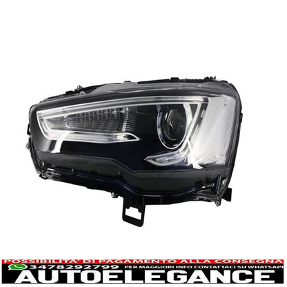 led drl headlights suitable for mitsubishi lancer evo x (2007-2017) double sequential projector with red/clear led rear lights