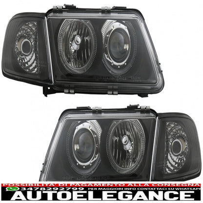 headlights suitable for audi a3 8l (08.1996-08.2000) angel eye black 