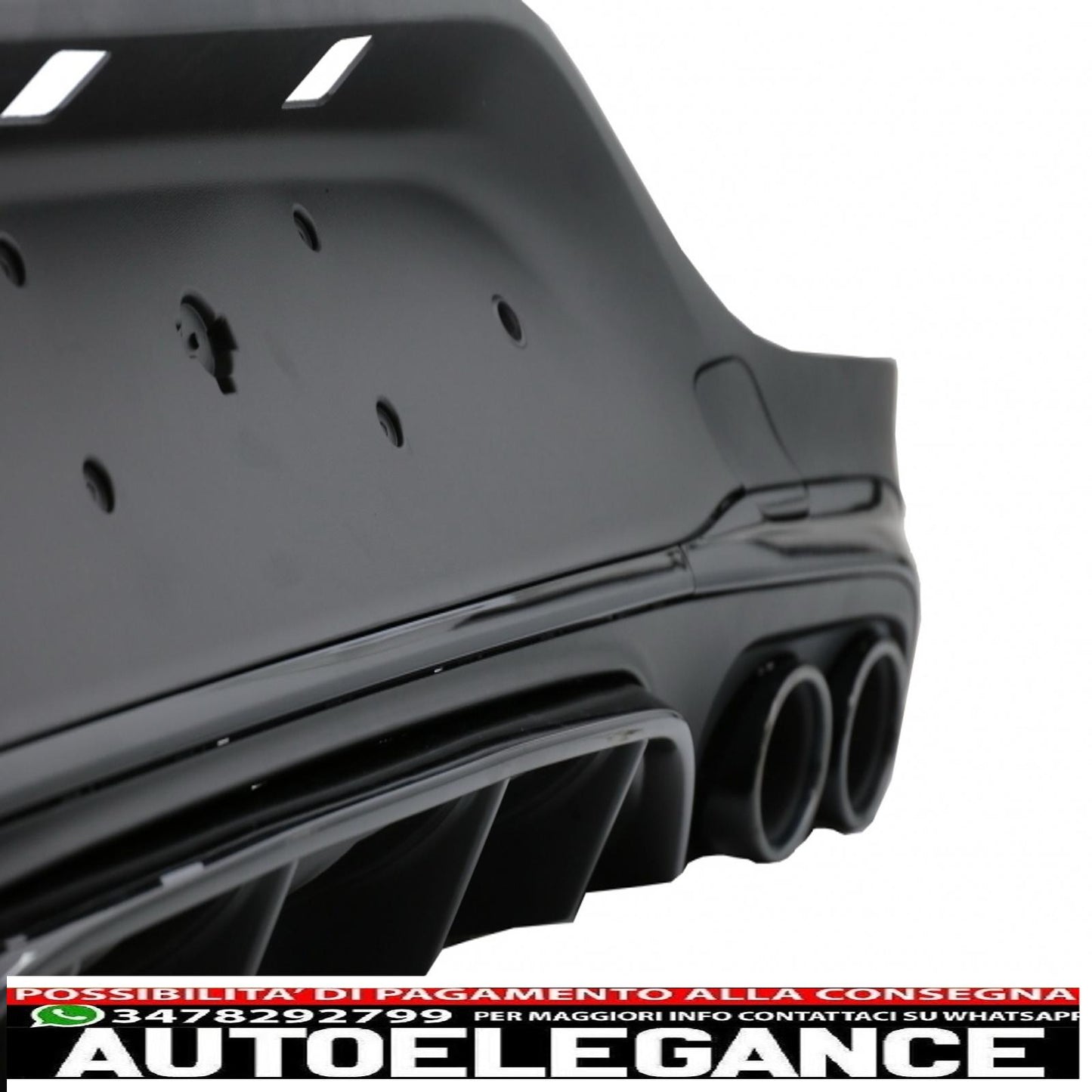 rear diffuser with black tailpipes suitable for mercedes glc coupe facelift c253 (2020-up) glc43 design night package 