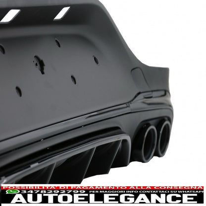 rear diffuser with black tailpipes suitable for mercedes glc coupe facelift c253 (2020-up) glc43 design night package 
