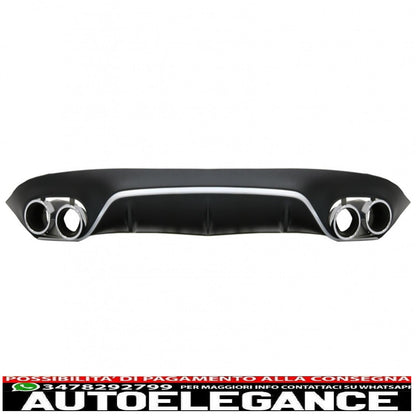 rear diffuser with exhaust tips and central grille suitable for mercedes e class c238 amg sport line (2016+) e53 design black chrome