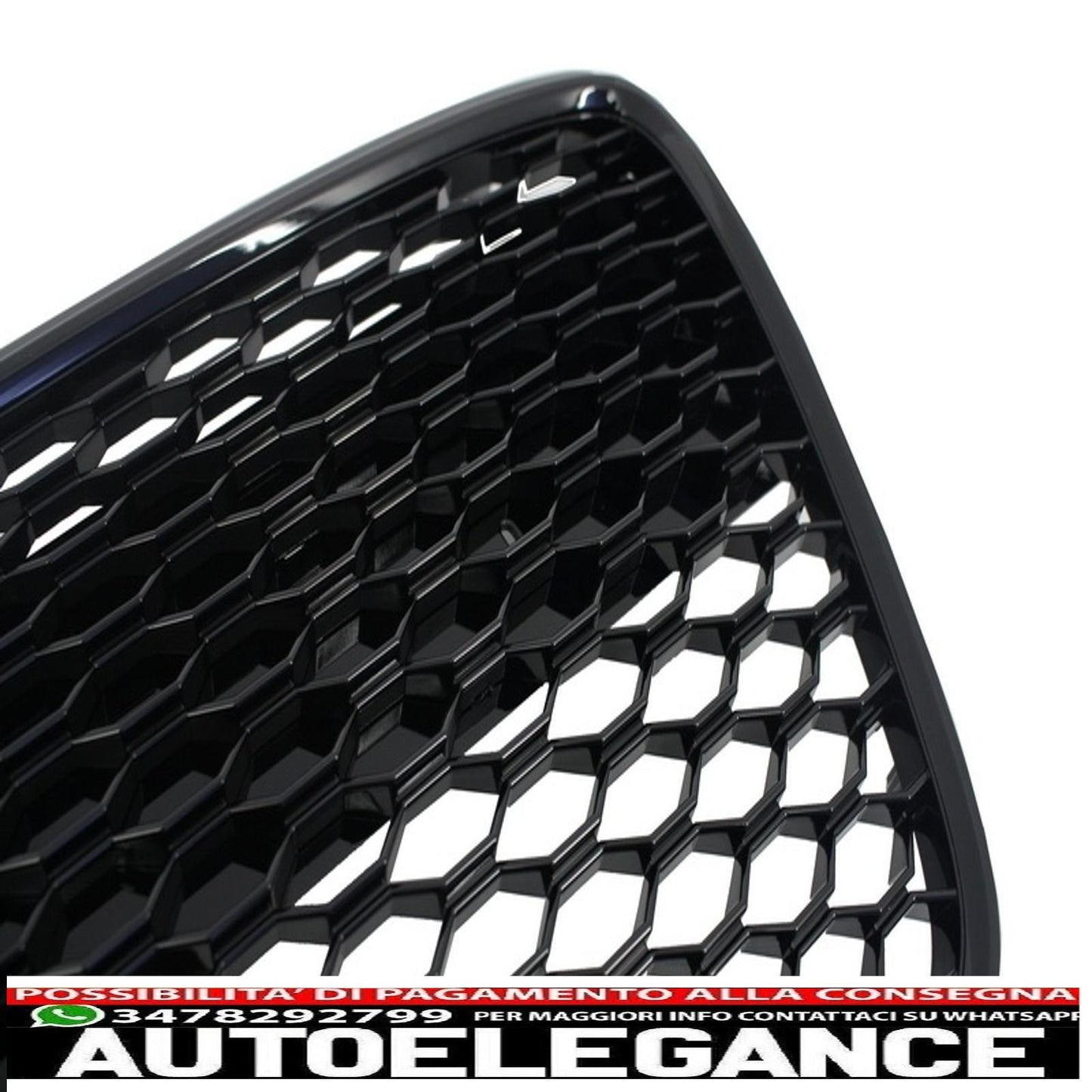 griglia anteriore adatta per audi r8 (2007-2012) a nido d'ape nero pianoforte