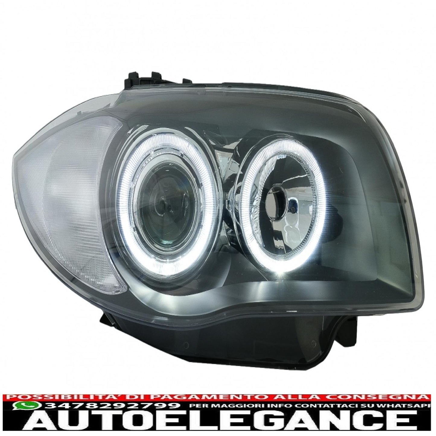 angel eye headlights suitable for bmw 1 series e81 e82 e87 e88 (2004-2011) 2 black halo rims 
