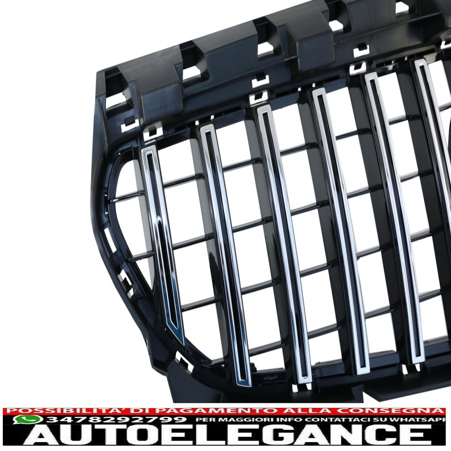 griglia anteriore centrale adatta per mercedes cla c117 x117 w117 facelift (2016-2018) cla45 gt-r design panamericana cromata nera