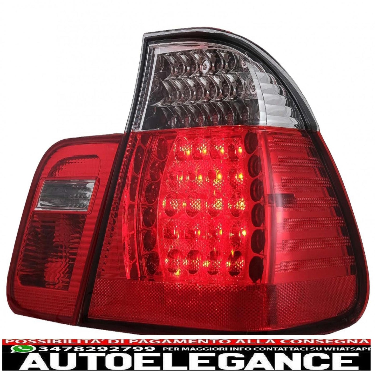 led rear lights suitable for bmw 3 series e46 limousine 4d (09.2001-03.2005) red transparent