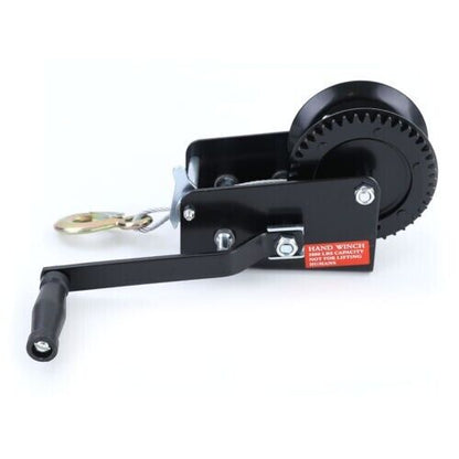 Professional Winch Hand Winch Black with Wire Rope 10 Meters 900kg