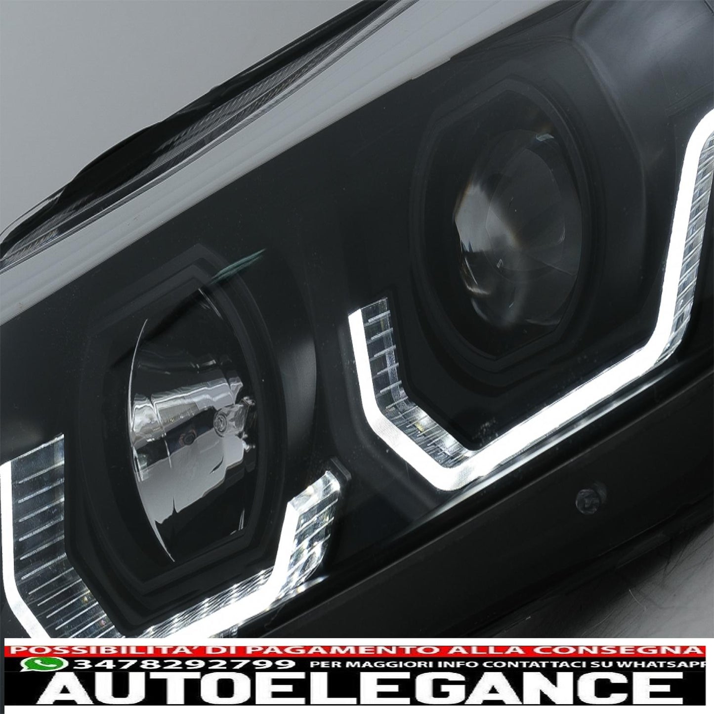 Fari anteriori angel eye 3d a led adatti per bmw serie 3 e90 limousine e91 touring (03.2005-08.2008) guida a sinistra nera