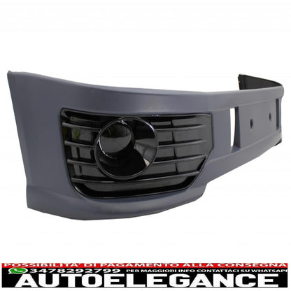 Front bumper spoiler additional with LED daytime running lights suitable for VW Transporter Multivan Caravelle T5 T5.1 Facelift (2010-2015) and front grille without badge, Sportline design.