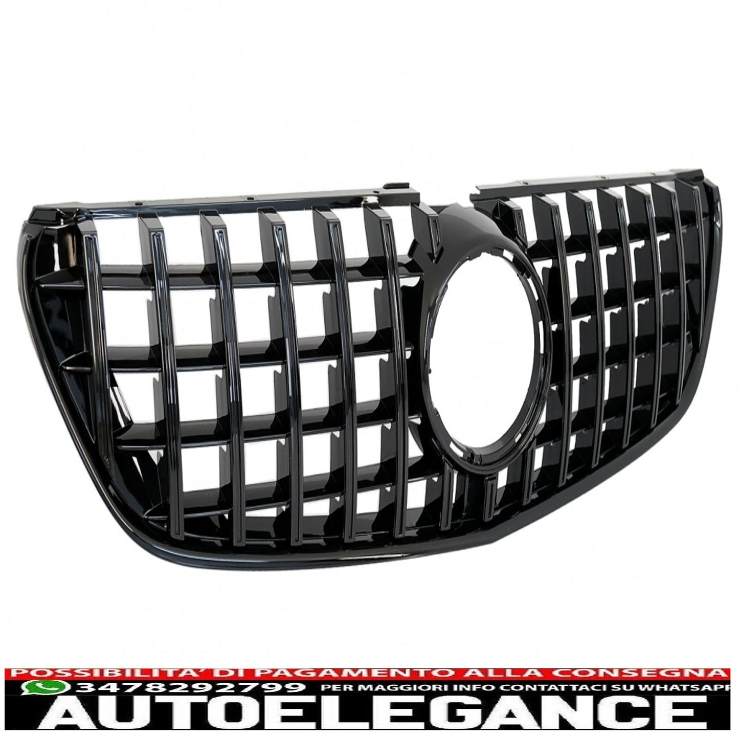 central grille suitable for mercedes v class w447 (2014-03.2019) gt r design panamericana all black