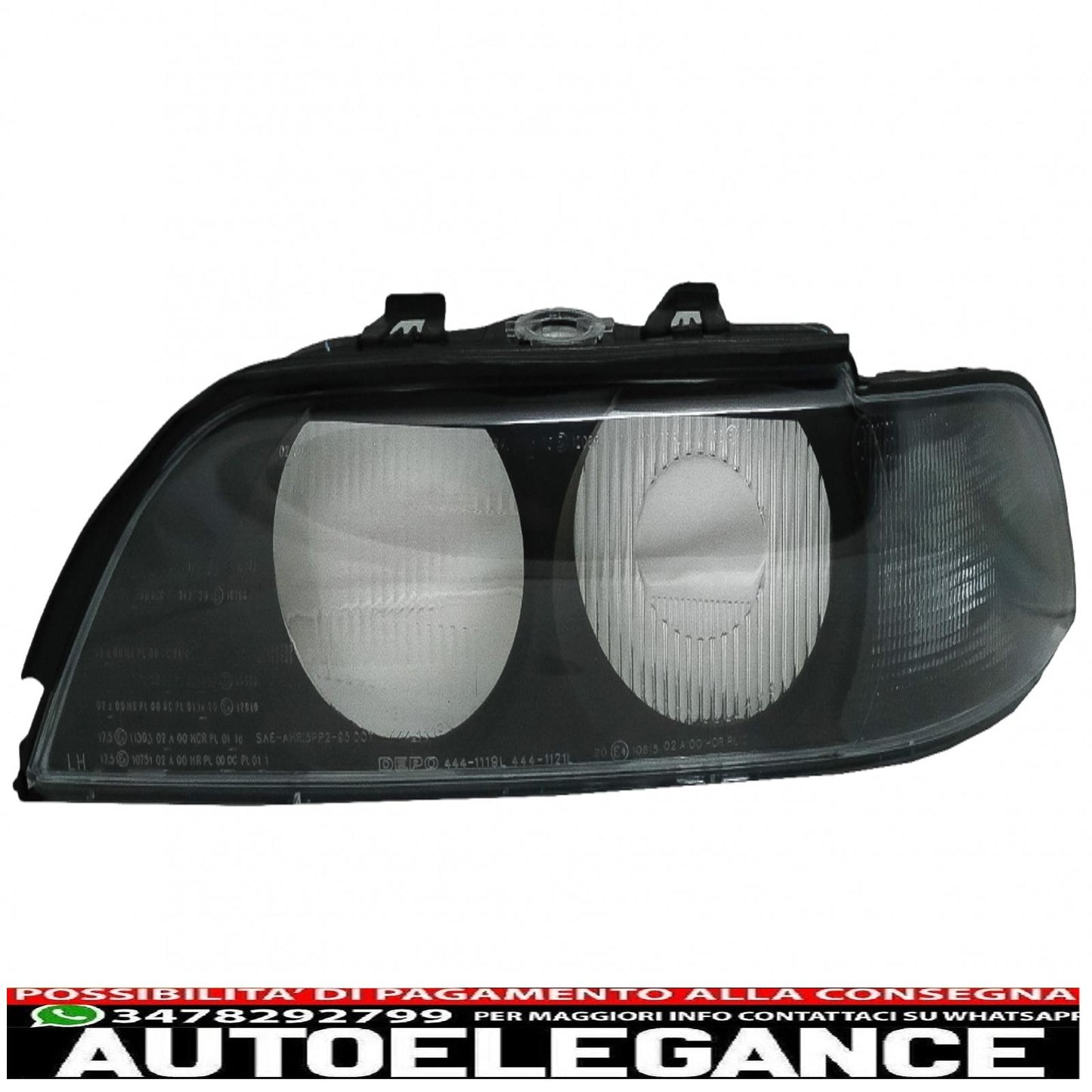 Smoke grey right and left side headlight lens suitable for bmw 5 series e39 (1995-2000)