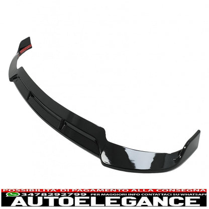 Front bumper spoiler lip suitable for mercedes c class w205 s205 a205 c205 facelift (2019-2021) piano black